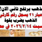 أسعار الذهب اليوم فى مصر عيار 21 | سعر الدهب عيار ٢١ اليوم السبت 2026/2/14
